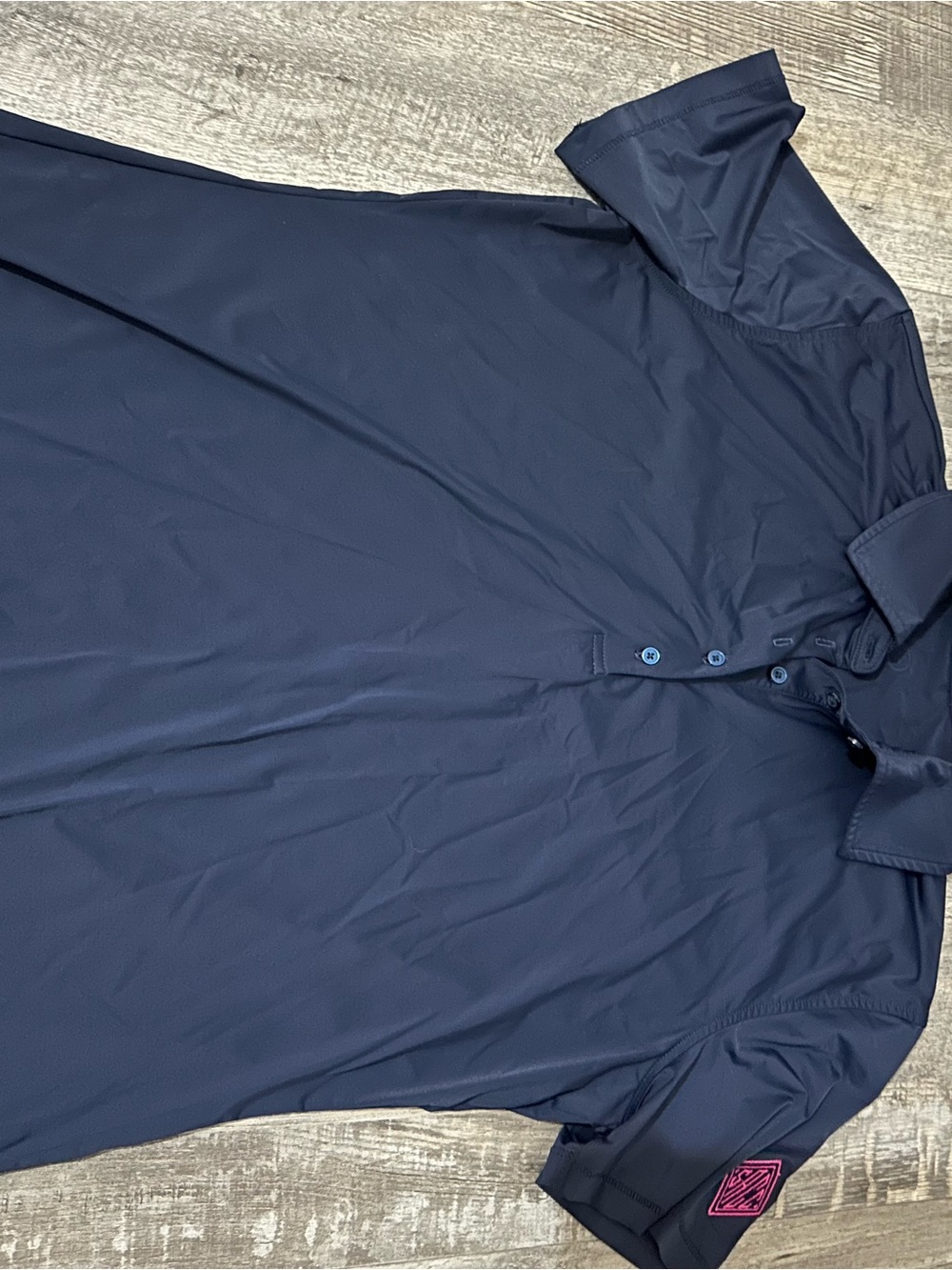 G/FORE Navy Button-Up Polo with Subtle Logo